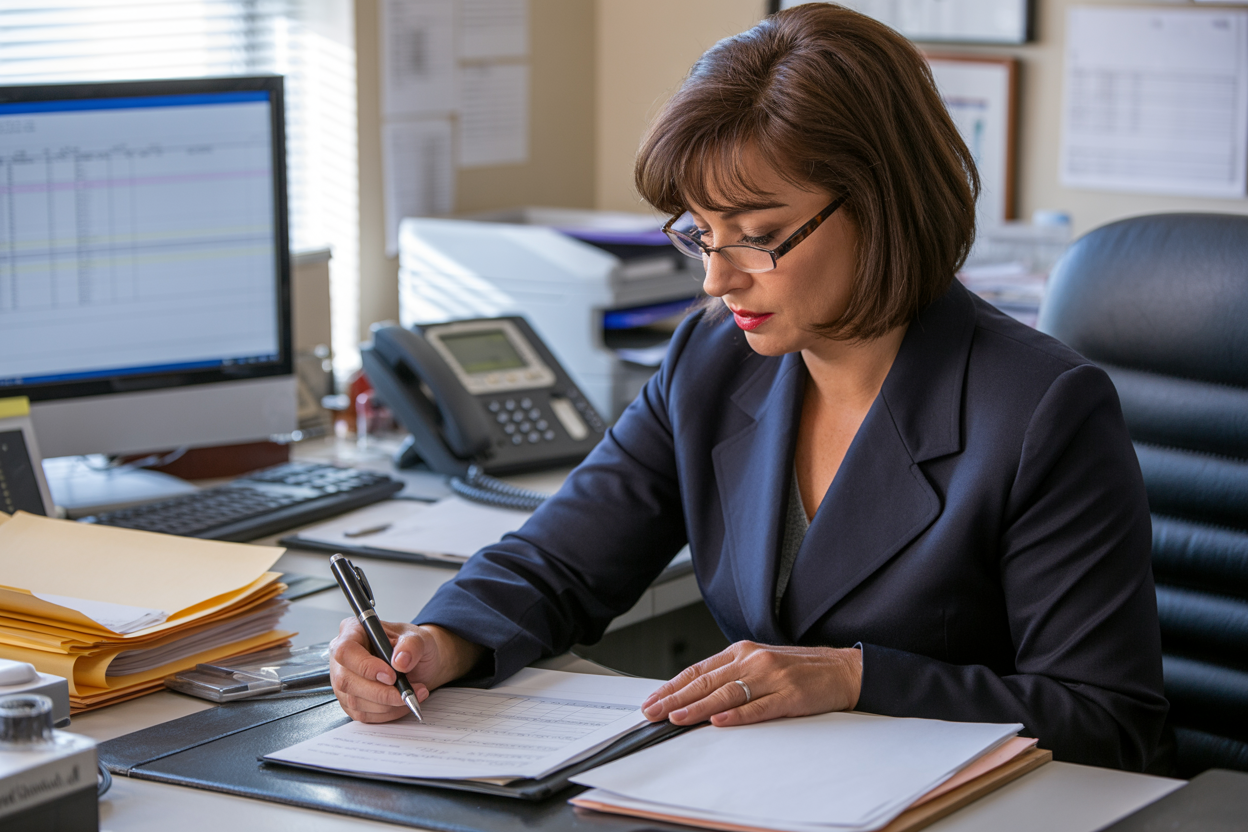 A debt collector agent and a client in a very happy meeting in Prais in her office.